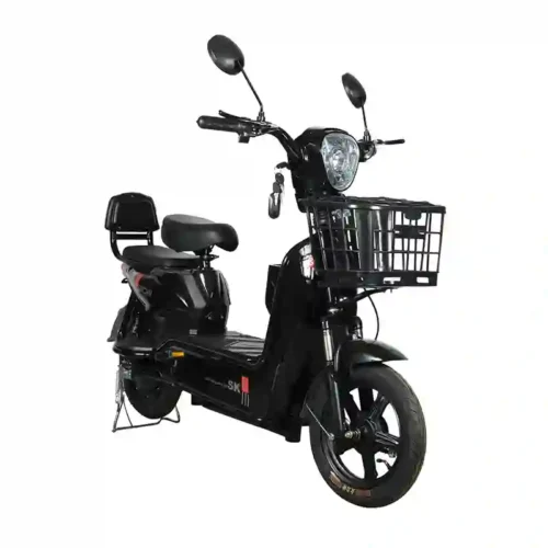 black electric bicycle (3) Black Electric Bicycle 2-Seater City Commuter E-Bike