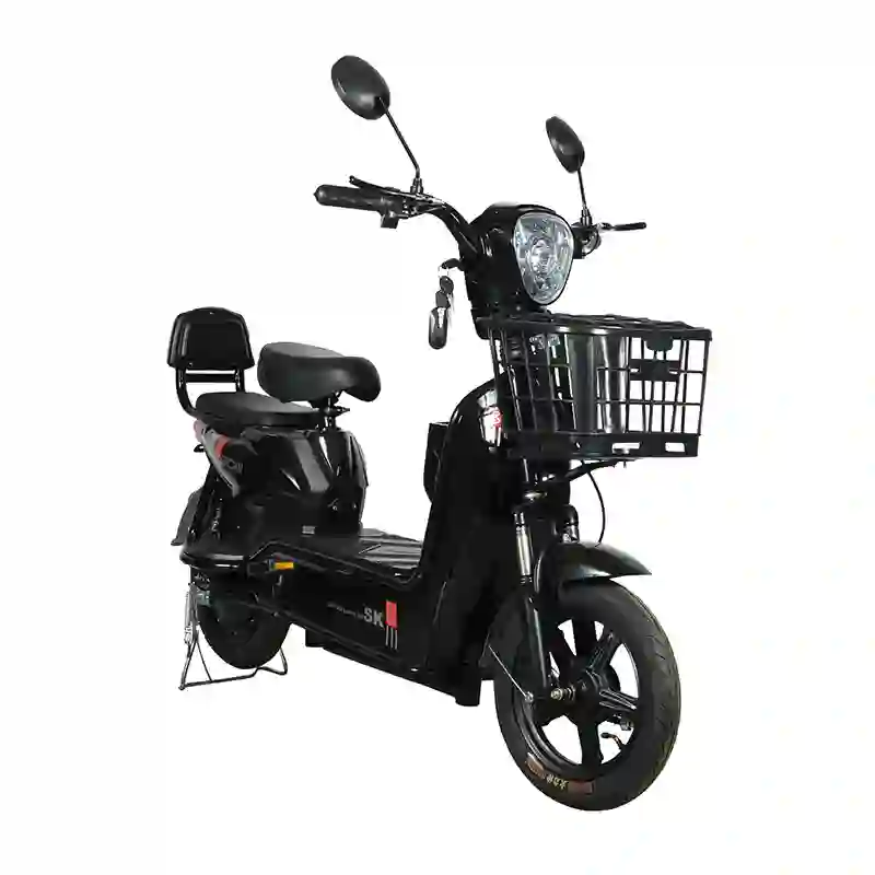 black electric bicycle (3) Black Electric Bicycle 2-Seater City Commuter E-Bike