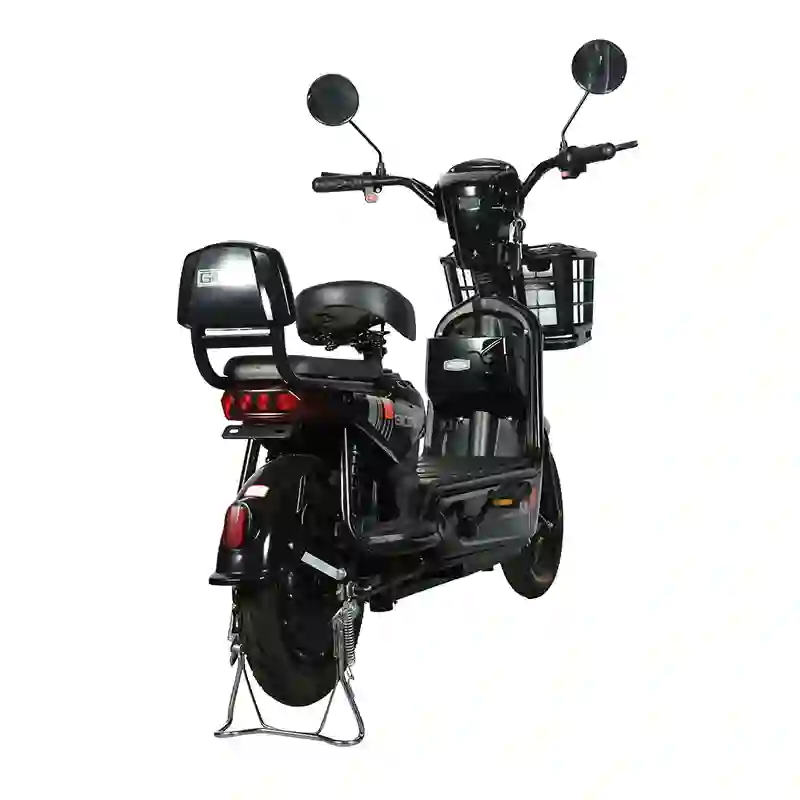 black electric bicycle (4) Black Electric Bicycle 2-Seater City Commuter E-Bike