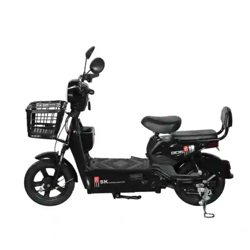 black electric bicycle (6) Black Electric Bicycle 2-Seater City Commuter E-Bike