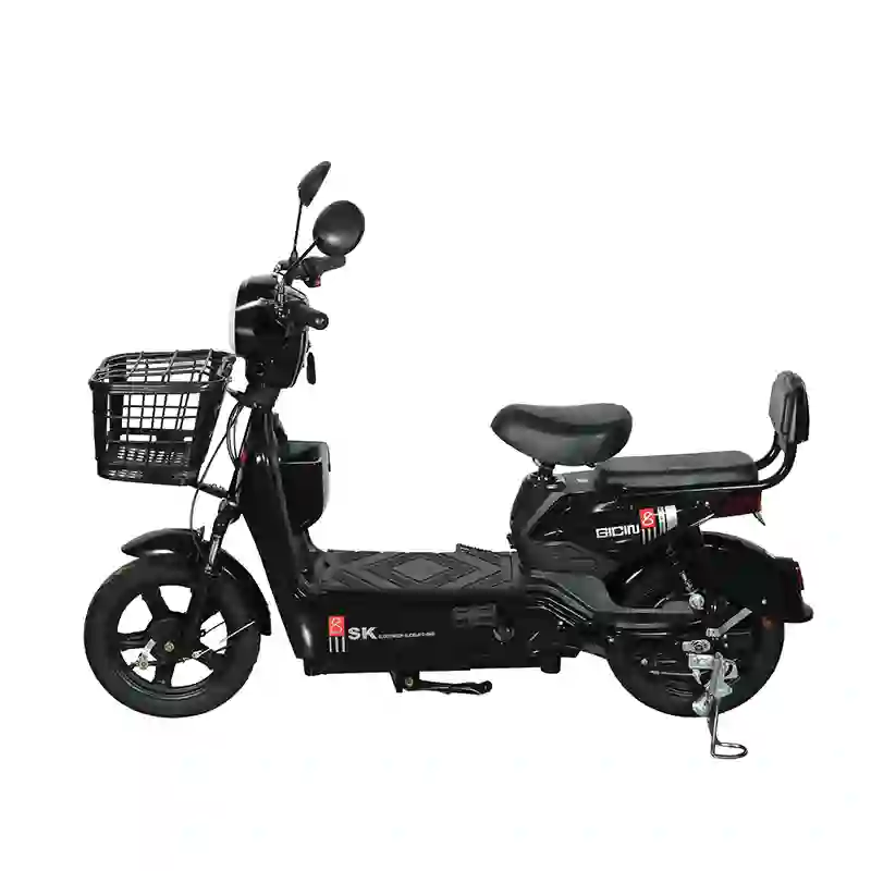 black electric bicycle (6) Black Electric Bicycle 2-Seater City Commuter E-Bike